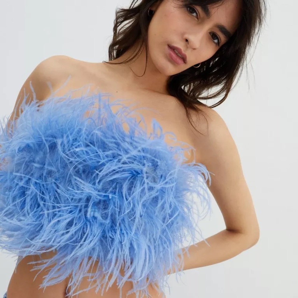 NWT Nasty Gal Feather Cropped Bandeau Corset Top